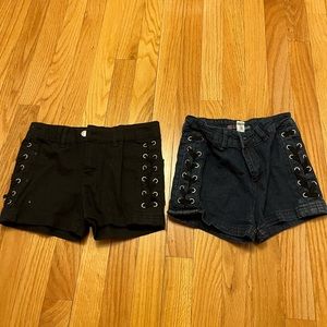 Delia’s Girl Set of Two Jean Shorts With Crisscross Ribbons For Ten Year Olds